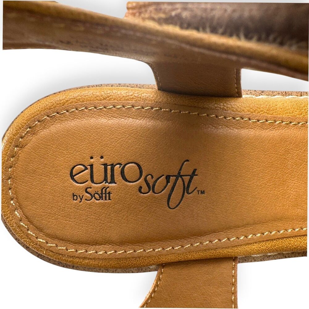 Comfort Sandals Eurosoft 8.5 Tan Strappy Block Heel Naidley New - Picture 12 of 14